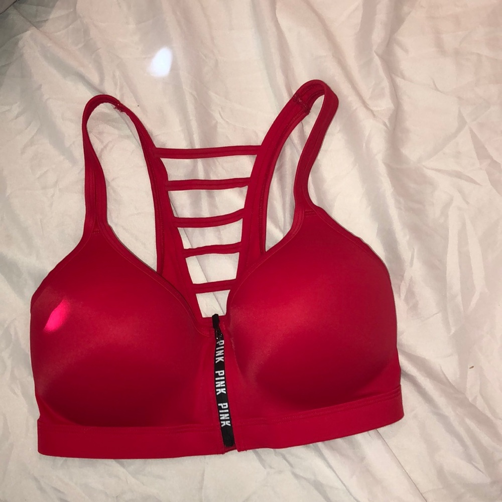 vs pink zip up sports bra
